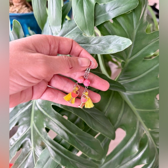 Agate Earrings with Wine Glass Charms - Picture 2 of 3